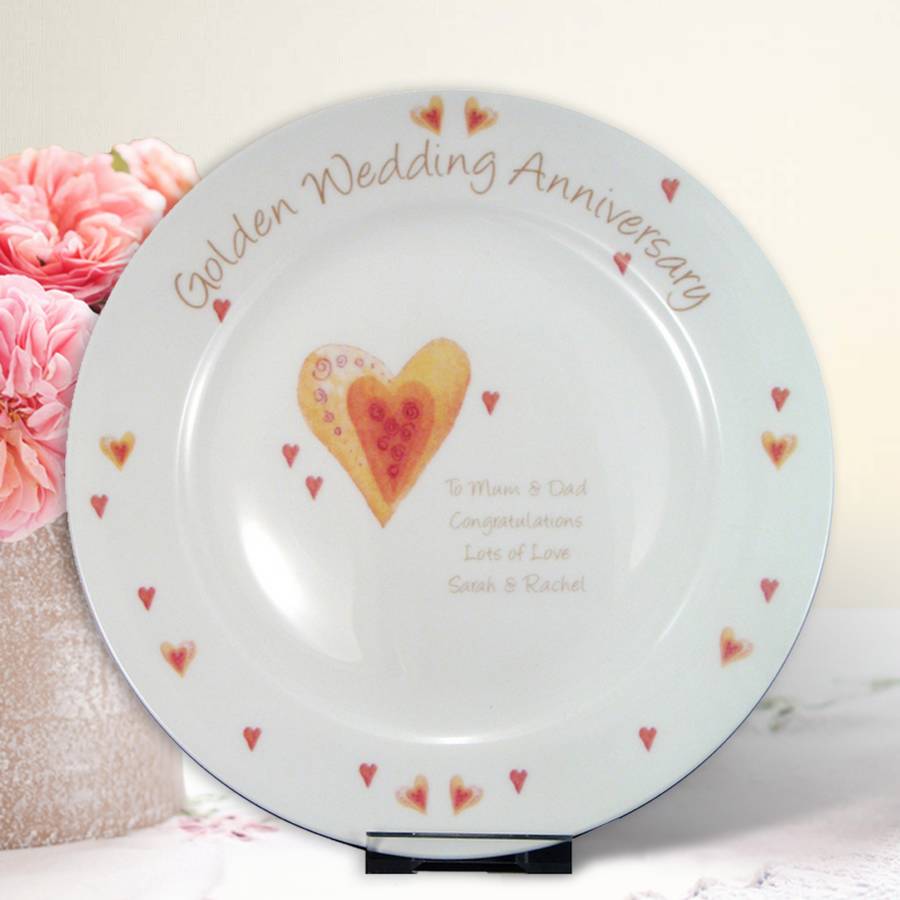 Golden Wedding Anniversary Personalised Plate By Chalk And Cheese