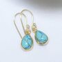 Gold Plated Turquoise Teardrop Earrings, thumbnail 3 of 6