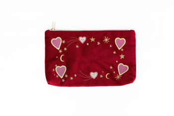 Personalised Embroidered Red Velvet Make Up Bag Accessories Pouch, 2 of 8
