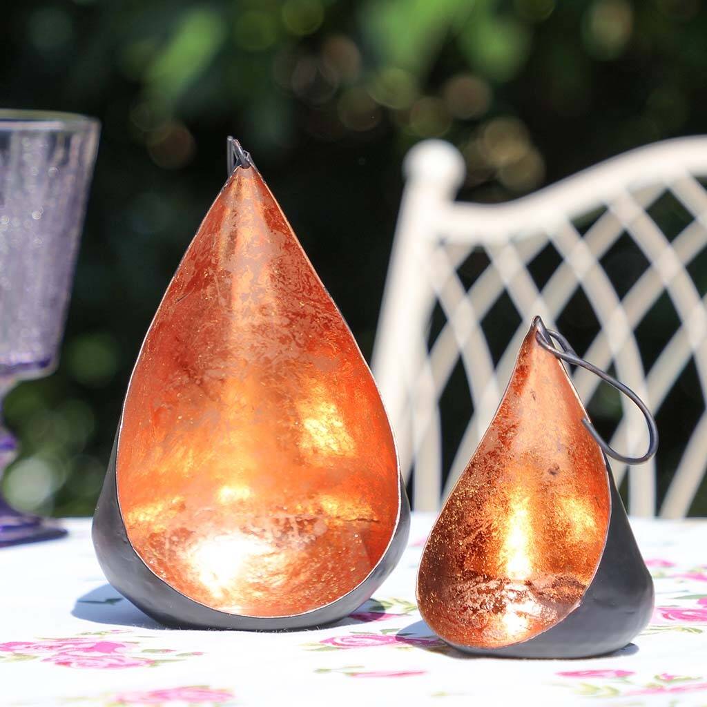 Rose Copper And Black Teardrop Candle Holders By Dibor