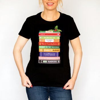 Funny Book Puns Ladies Christmas T Shirt, 4 of 5