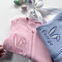 Easter Personalised Baby Zip Sleepsuit | Embroidered, thumbnail 1 of 6