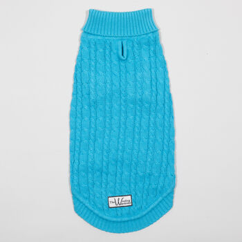 Dark Turquoise Organic Cotton Cable Knit Dog Jumper, 5 of 6