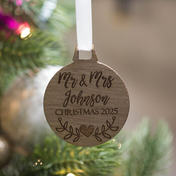 Personalised Christmas Couples Bauble Decoration, 5 of 7