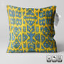 Ikat Handwoven Cushion Cover Yellow And Blue Colours, thumbnail 1 of 7