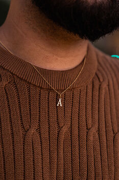 Mini Gold Initial Letter Pendant Necklace For Men, 4 of 11