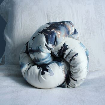 Handmade Blue Watercolour Knotted Cushion, 2 of 6