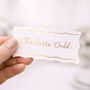 Personalised White Wavy Edge Line Wedding And Event Gold Foiled Place Cards, thumbnail 1 of 5