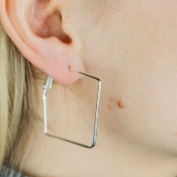 Black Small This Dainty Square Hoop Earrings, 6 of 6