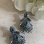 Emerald Green Stone Oxidised Indian Earrings, thumbnail 1 of 6