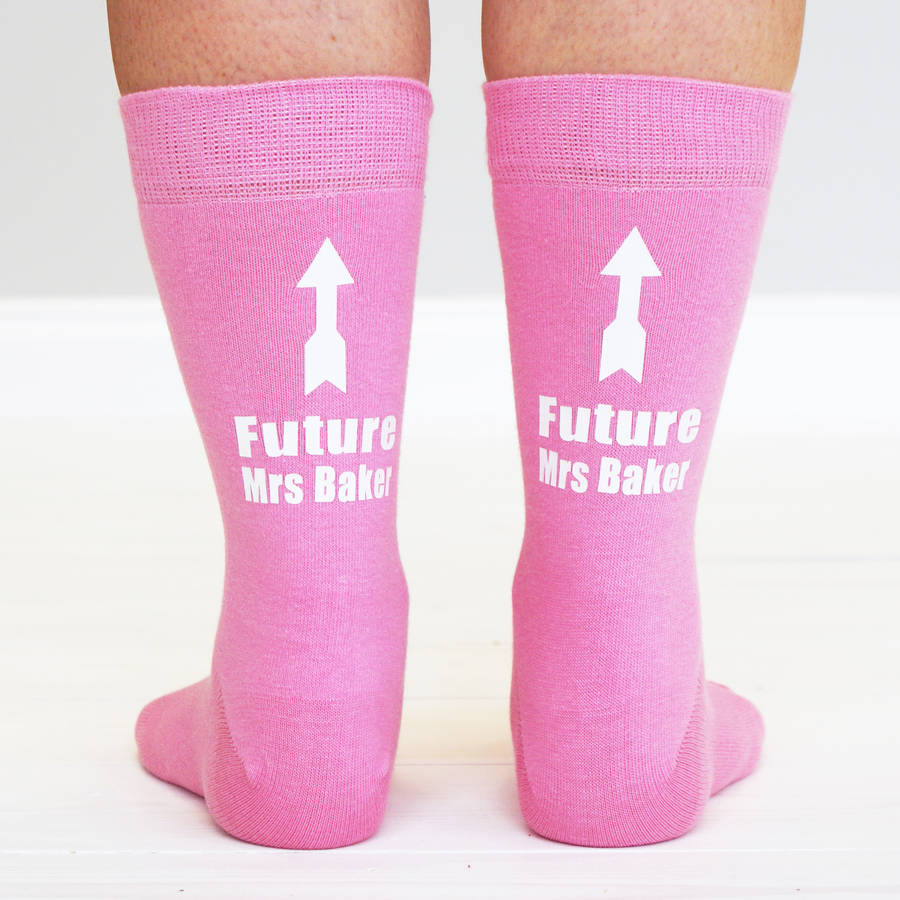 Personalised Future Mrs Ankle Print Women's Socks By Sparks And