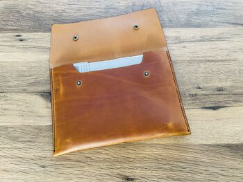 Personalised Tan Leather A5 Travel Documents Wallet, 4 of 12