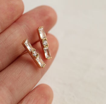 Classic Baguette Stud Earrings, 3 of 6
