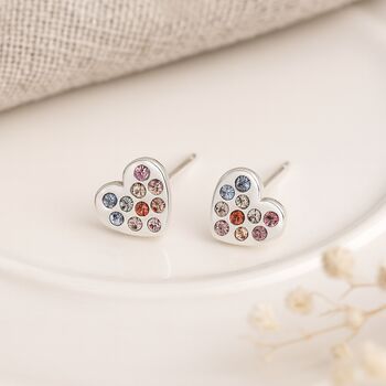 Sterling Silver Pride Heart Stud Earrings – 5mm, 4 of 7