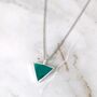 The Triangle Green Onyx Necklace, Silver, thumbnail 2 of 7