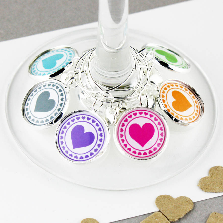 Six 'Hearts And Flowers' Wine Glass Charms, 1 of 7
