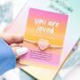 You Are Loved Rose Quartz Crystal Heart Bracelet, thumbnail 1 of 4