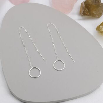Sterling Silver Open Circle Threader Earrings, 3 of 10