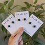 Green Blue Crackle Glaze Ceramic Square Studs, thumbnail 7 of 9