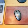 Personalised Stamped Leather Mouse Mat, Spanish Brown, thumbnail 1 of 12