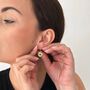 Crystal Eye Charm Huggie Hoop Earrings In Gold Plating, thumbnail 5 of 11