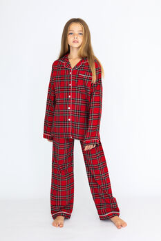 Girl's And Boy's Personalised Luxury Tartan Christmas Brushed Cotton Pyjama, 3 of 12