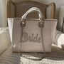 Sparkly Bride Stone Large Chain Initial Tote Bags, thumbnail 2 of 3