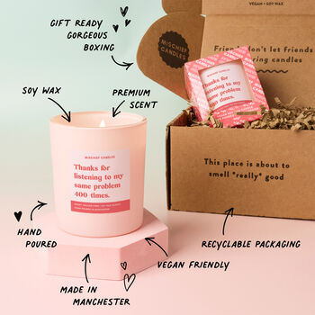 Funny Thank You Gift Thanks For Listening 400 Times Scented Candle, 2 of 4