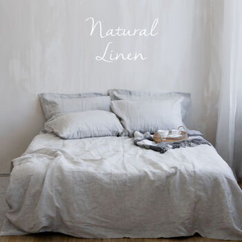 Linen Double Duvet Cover Set With Four Pillowcases, 5 of 12