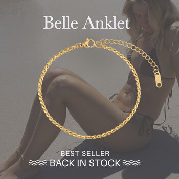 Belle Anklet/Bracelet 18k Gold Plated Titanium, Tarnish Free, Hypoallergenic + Waterproof, 2 of 9