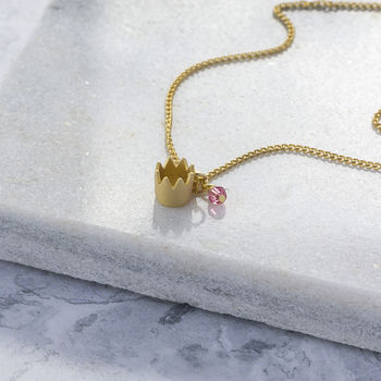Gold Plated Crown Birthstone Necklace, 5 of 9