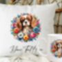 Personalised King Charles Spaniel Summer Floral Dog Wreath Cushion And Mug Gift Bundle, thumbnail 1 of 4