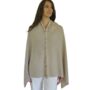 Sand Beige 100% Cashmere Button Poncho Gift Boxed, thumbnail 4 of 11