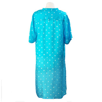 Turquoise Luxury Silk Hand Tie Dyed Shirt Dress, 6 of 6
