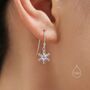 Sterling Silver Moonstone Snowflake Drop Hook Earrings, thumbnail 6 of 10