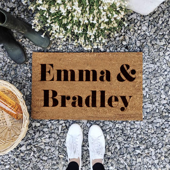 Personalised Names Doormat Gift For Couples New Home, 2 of 3