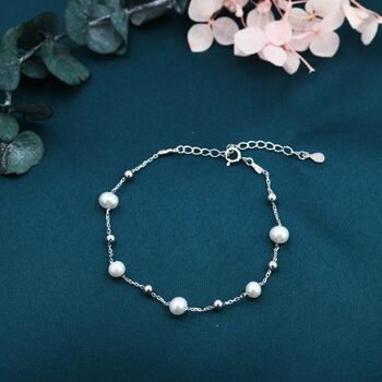 Delicate Pearl And Silver Ball Beaded Bracelet, 3 of 10