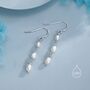 Oval Freshwater Pearl Trio Drop Hook Earrings In Sterling Silver, thumbnail 5 of 11