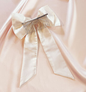 Ivory Bridal Silk Euphrasie Hair Bow With Comb, 2 of 5