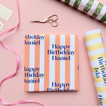Personalised Striped Text Wrapping Paper, 5 of 9