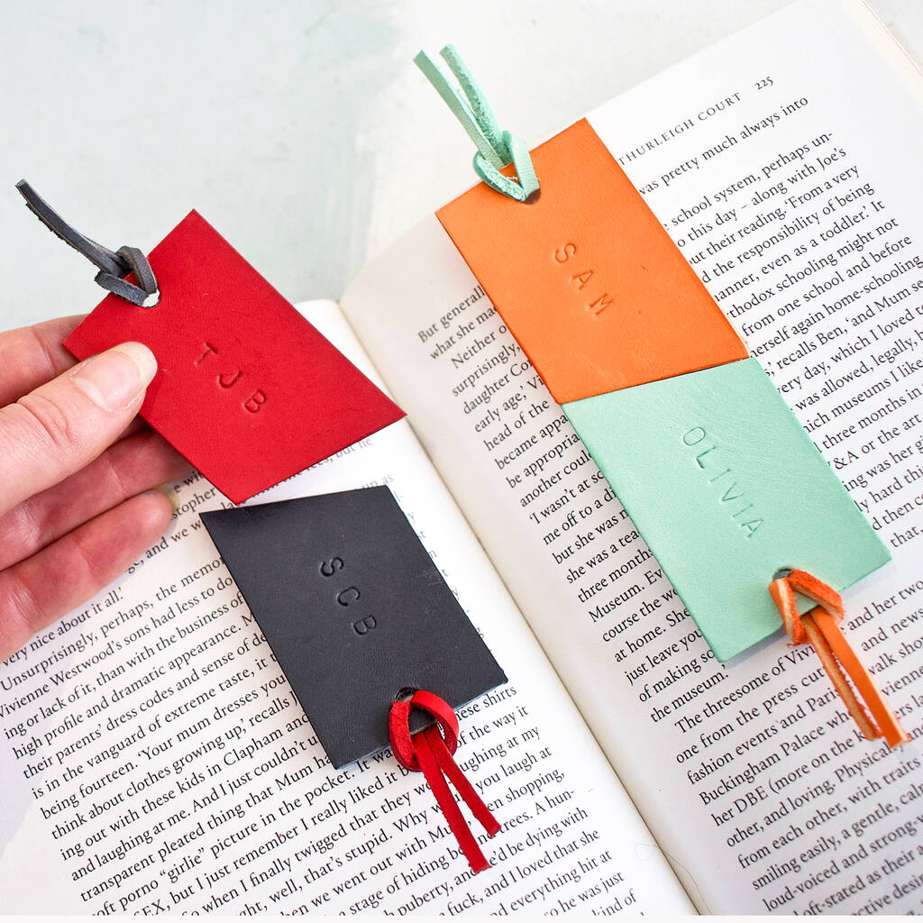 Pair Of Personalised Italian Leather Bookmarks By Swag And Tassel ...