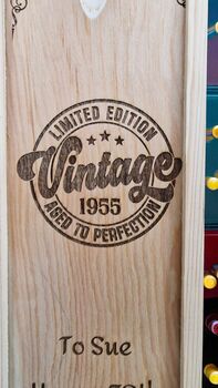 Personalised Wooden Wine Box With Handle – Engraved, 6 of 9