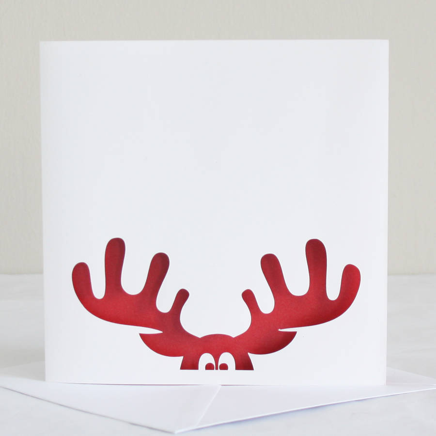 Christmas Cards Reindeer - Christmas Lights Card and Decore