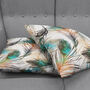 Cushion Cover With Green And Orange Peacock Feathers, thumbnail 4 of 7