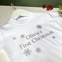 Personalised First Christmas Snowflake Baby Grow / Top, thumbnail 3 of 8