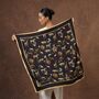 Noir Safari Wool Silk Scarf In Gift Box, thumbnail 1 of 5