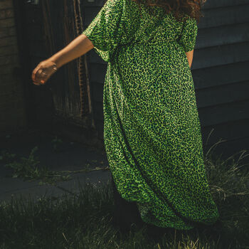 Acid Green Leopard Print Viscose Kimono, 3 of 4