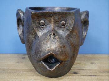 Bronzed Monkey Head Retro Planter Plant Pot, 3 of 7