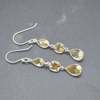 Citrine Teardrop Dangle Drop Earrings: 925 Silver, 2 of 9