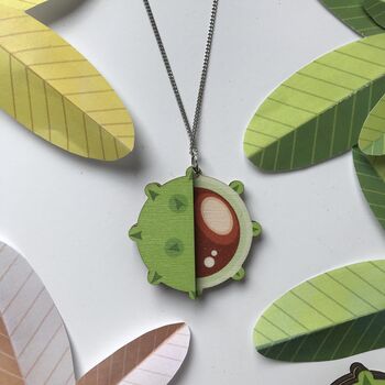 Wooden Conker Necklace, Colourful Autumn Keepsake, 4 of 5